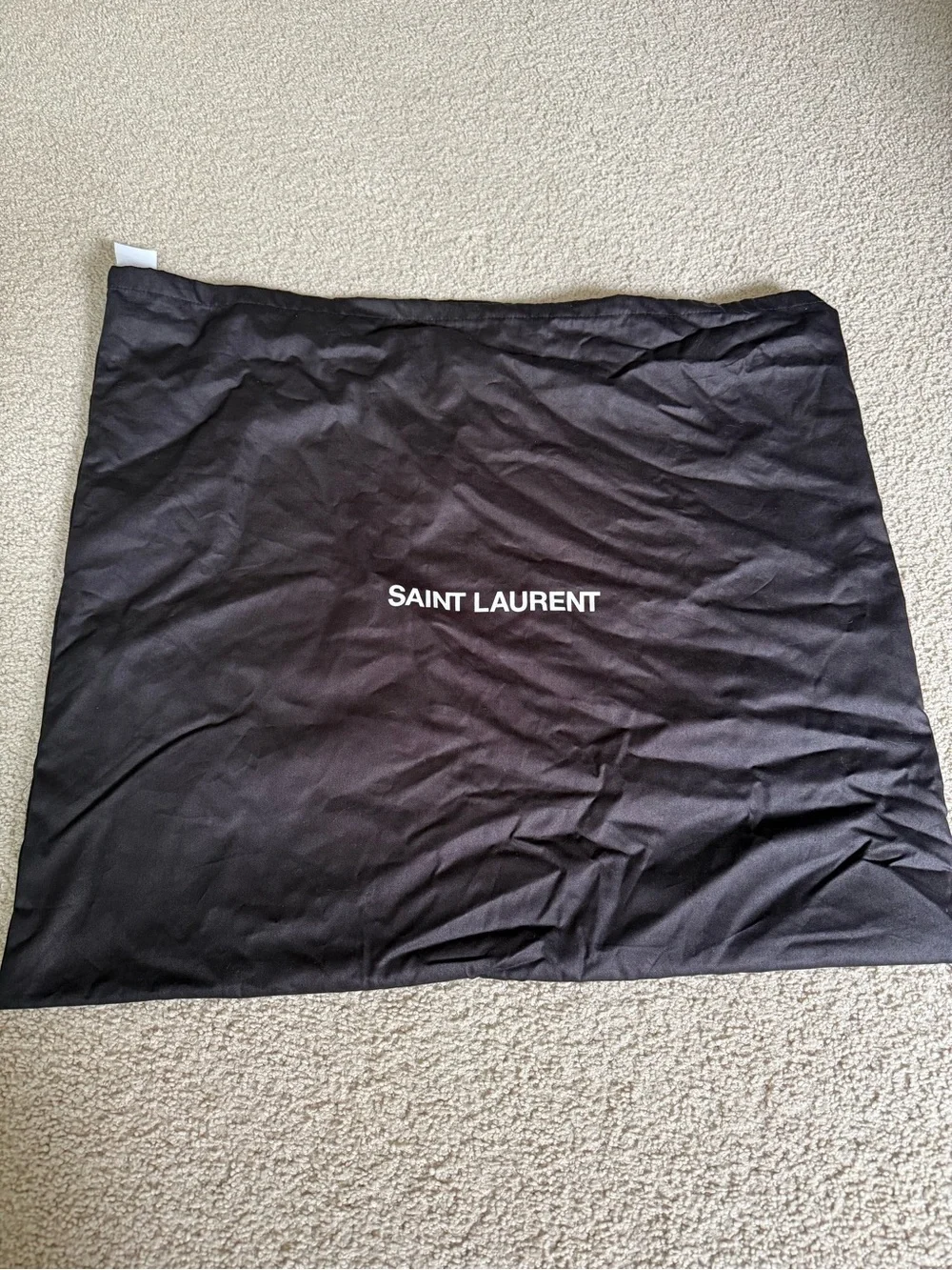 Authentic Saint Laurent Black & Natural Boucle Raffia Tote Bag with Dust Bag